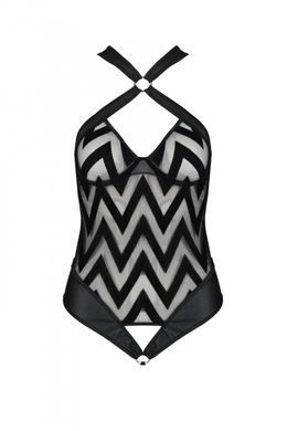 Боді з халтером та ритмічним малюнком Passion Hima Body black, розмір L/XL зображення