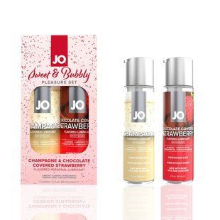 Набор оральных лубрикантов JO Sweet&Bubbly Champagne & Chocolate Covered Strawberry (2 шт по 60 мл) картинка