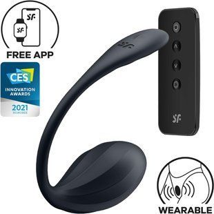 Смарт - віброяйце Satisfyer Ribbed Petal Connect App Black (діаметр 3,9 см) зображення