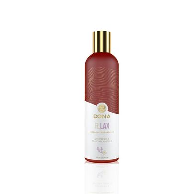 Масажне масло Essential Massage Oil DONA Relax Lavender & Tahitian Vanilla Лаванда та ваніль (120 мл) зображення