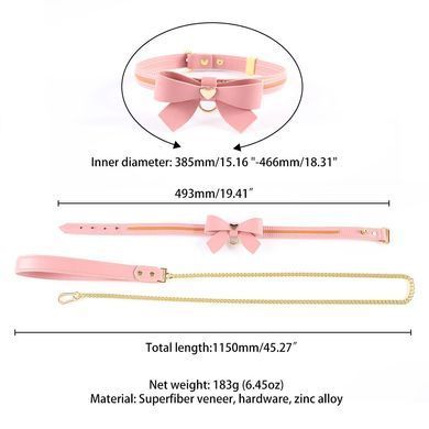 Повідець з нашийником LOCKINK SEVANDA Love Heart Butterfly Leather Collar Set Pink зображення