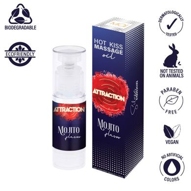 Їстівна масажна олія зігріваюча MAI Attraction Mojito Hot Kiss, мохіто (50 мл) зображення