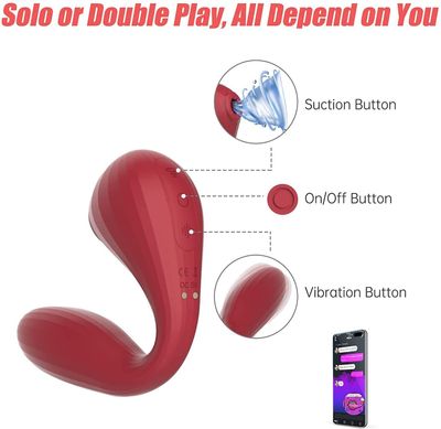Вакуумный вагинально-клиторальный смарт стимулятор Magic Motion Bobi Red (диаметр 3,3 см) картинка