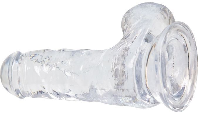 Прозорий фалоімітатор ADDICTION Clear Dildo with Balls 6&Prime; + віброкуля в подарунок (діаметр 3,8 см) зображення
