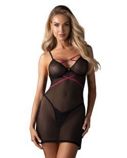 Прозора сорочка + трусики Obsessive Novenes chemise & thong, розмір XS/S зображення