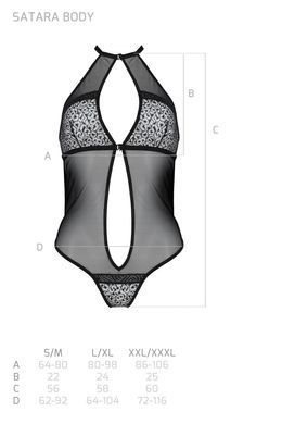 Прозоре боді з мереживом Passion SATARA BODY black, розмір L/XL  зображення