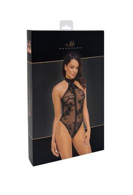 Прозоре боді з блискавкою Noir Handmade F314 Ego flocked mesh halter bodysuit, розмір S зображення
