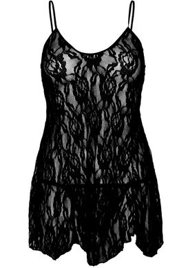 Пеньюар ажурний + трусики Leg Avenue Rose Lace Flair Chemise Black One Size зображення