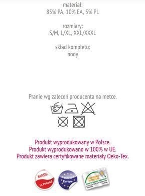 Прозоре боді з мереживом Passion SATARA BODY black, розмір L/XL  зображення