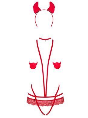 Ролевой костюм дьяволицы Obsessive Evilia teddy red, размер L/XL картинка