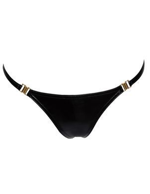 Трусики із золотистими застібками збоків Noir Handmade P008 Powerwetlook panty with gold clasp, розмір S зображення