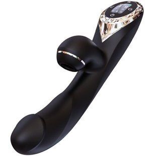 Вакуумный вибратор-кролик с подогревом и LED-экраном KisToy A-King Pro Black (диаметр 3,5 см) картинка