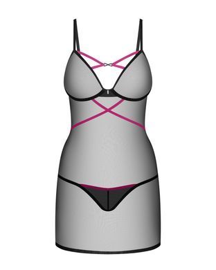 Прозора сорочка + трусики Obsessive Novenes chemise & thong, розмір XS/S зображення