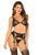 Еротичний комплект: ліф, стокінги та трусики Leg Avenue Bra Top, String and Garter Belt Stockings One Size, Black зображення