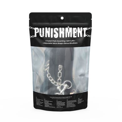 Стильные наручники + повязка на глаза Punishment Crystal Detail Handcuffs Black картинка