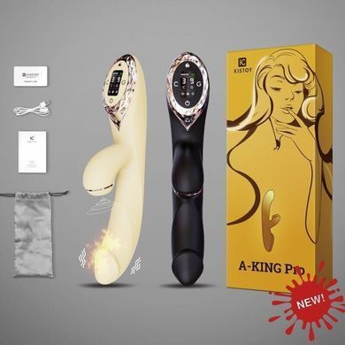 Вакуумний вібратор-кролик з підігрівом і LED-екраном KisToy A-King Pro Black (діаметр 3,5 см) зображення