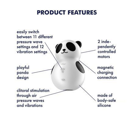 Вакуумний стимулятор з вібрацією Satisfyer Pocket Panda зображення