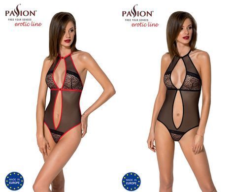 Прозоре боді з мереживом Passion SATARA BODY black, розмір L/XL  зображення