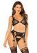 Еротичний комплект: ліф, стокінги та трусики Leg Avenue Bra Top, String and Garter Belt Stockings One Size, Black зображення