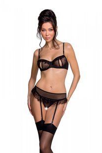 Сексуальний комплект з поясом для панчіх Passion LOVELIA SET black, розмір L/XL зображення