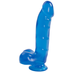 Фалоімітатор з мошонкою Doc Johnson Jelly Jewels Cock and Balls with Suction Cup, синій зображення