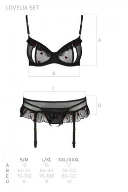Сексуальний комплект з поясом для панчіх Passion LOVELIA SET black, розмір L/XL зображення