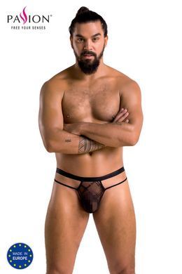 Кружевные мужские стринги Passion 029 THONG COLLIN black, размер S/M картинка