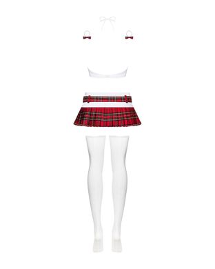 Эротический костюм школьницы: юбка, топ, стрнинги и чулки Obsessive Schooly 5 pcs costume, размер S/M картинка
