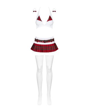 Еротичний костюм школярки: спідниця, топ, стрінги та панчохи Obsessive Schooly 5 pcs costume, розмір S/M зображення