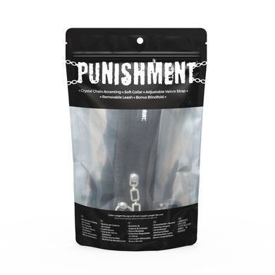 Ошейник с поводком + повязка на глаза Punishment Crystal Collar & Leash Black картинка