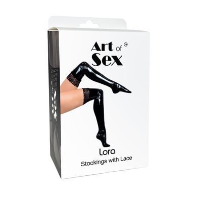 Чорні сексуальні вінілові панчохи з мереживом Art of Sex Lora, розмір S зображення
