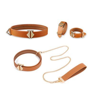 Набор для БДСМ в сумке LOCKINK Mysterious Square Kink Bag Brown (5 предметов) картинка