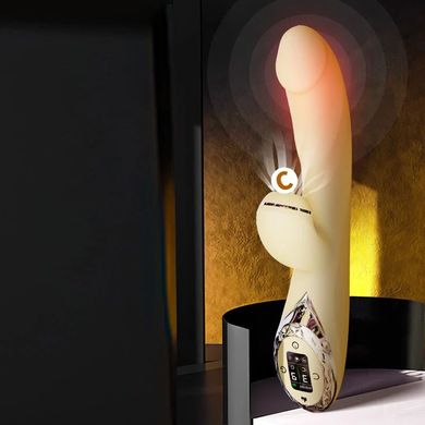 Вакуумний вібратор-кролик з підігрівом і LED-екраном KisToy A-King Pro Yellow (діаметр 3,5 см) зображення