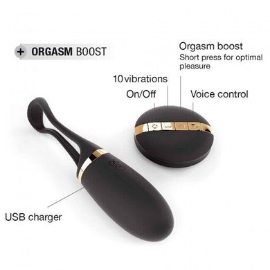 Виброяйцо с пультом и голосовым управлением Dorcel Secret Delight Gold (функция “orgasm booster”) картинка
