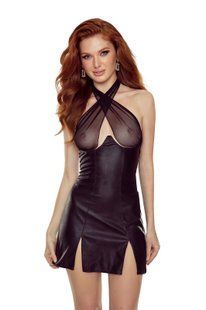 Рубашка с завязкой на шее Passion KESMINA CHEMISE black, размер L/XL картинка