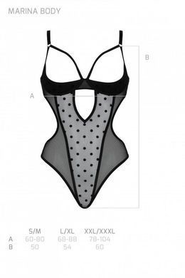 Боді з відкритими грудьми Passion MARINA BODY black, розмір S/M зображення