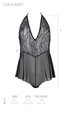 Боді з мереживом Passion ECO LEAFA BODY black, розмір L/XL зображення