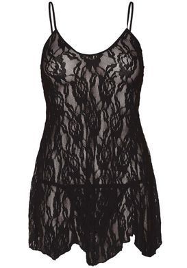 Пеньюар ажурный + трусики Leg Avenue Rose Lace Flair Chemise Black Plus Size картинка