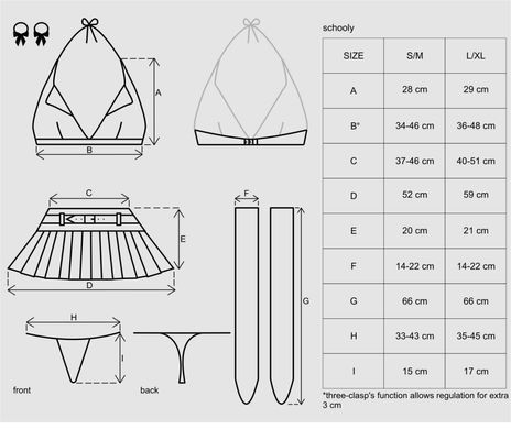 Эротический костюм школьницы: юбка, топ, стрнинги и чулки Obsessive Schooly 5 pcs costume, размер L/XL картинка