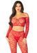Костюм-сетка с сердечками Leg Avenue Off The Shoulder Top and Footless Tights One Size, Red картинка 1