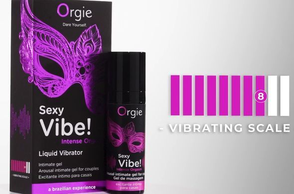 Рідкий вібратор Orgie Sexy Vibe! Intense Orgasm, вібрація 8/10 (15 мл) зображення