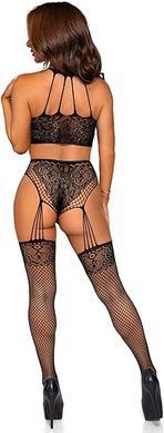 Мереживний комплект з доступом Leg Avenue Crop top and garter panty Black зображення