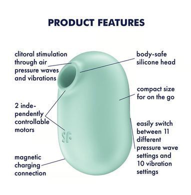 Вакуумний стимулятор із вібрацією Satisfyer Pro To Go 2 Mint зображення