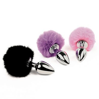 Анальна пробка з хвостиком зайчика FeelzToys Bunny Tails Butt Plug Purple (діаметр 2,5 см) зображення