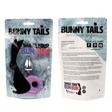 Анальна пробка з хвостиком зайчика FeelzToys Bunny Tails Butt Plug Purple (діаметр 2,5 см) зображення