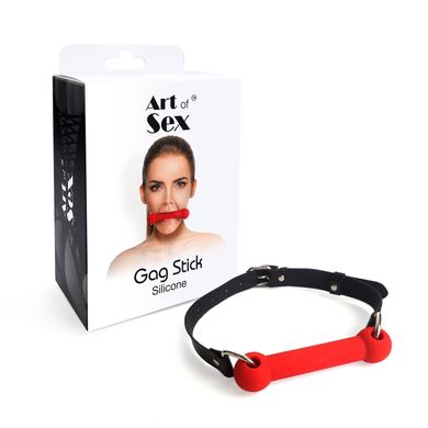 Силіконовий кляп - палиця зі шкіряним ремінцем Art of Sex Gag Stick Silicon, червоний зображення