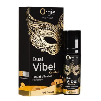 Рідкий вібратор Orgie Dual Vibe! Pina Colada Kissable Liquid Vibrator (15 мл) зображення