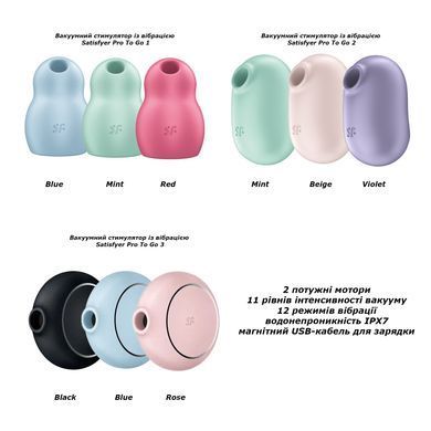 Вакуумний стимулятор із вібрацією Satisfyer Pro To Go 2 Mint зображення