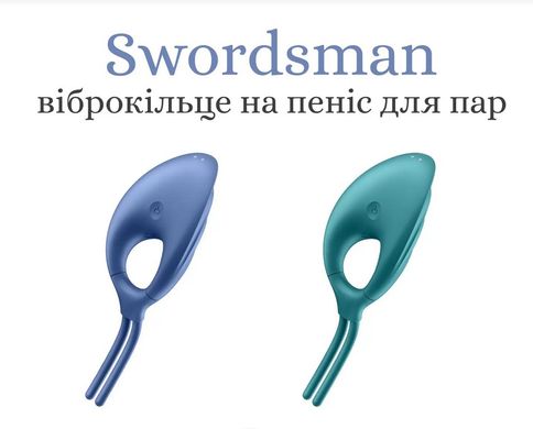Ерекційне віброкільце - ласо Satisfyer Swordsman Blue Эрекционное виброкольцо - лассо Satisfyer Swordsman Blue (фіксація в 3-х діаметрах 2,5 см, 3,2 см, 3,9 см) зображення