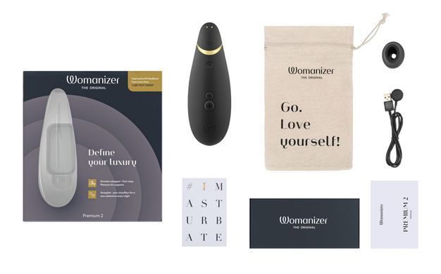 Вакуумний кліторальний стимулятор Womanizer Premium 2 Black (функції Autopilot та Smart Silence) зображення